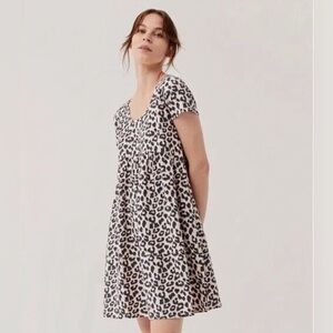 Pact Organic Cotton Revive Light Pink Leopard Print Babydoll Dress Size XXL